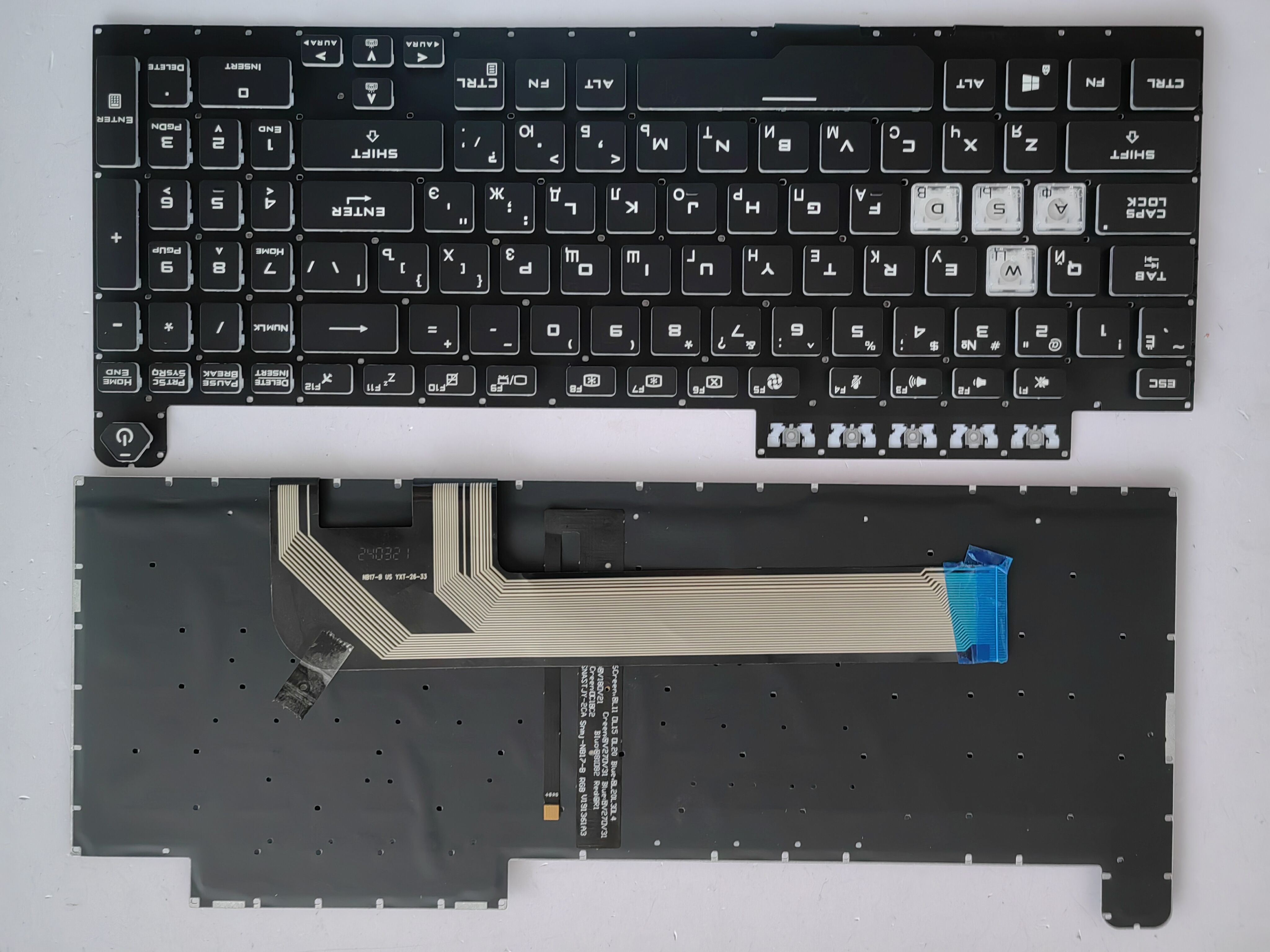 Picture of New Replacement Laptop Keyboard For ASUS FX506/FA506/FX706/FA706 colorful backlight BLACK Backlit,White Side (OEM) RU Layout